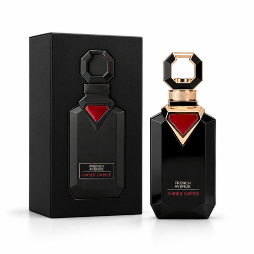 French Avenue Amber Empire Extrait de Parfum 100 ml pentru bărbați, flacon și cutie