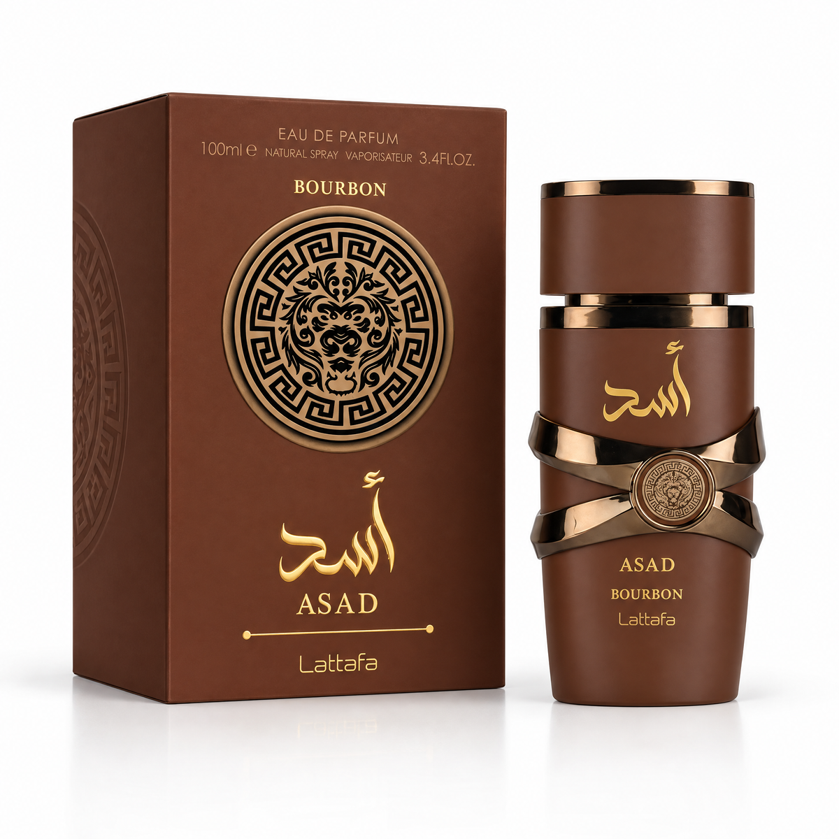 Lattafa Asad Bourbon Eau de Parfum 100 ml unisex, flacon și cutie