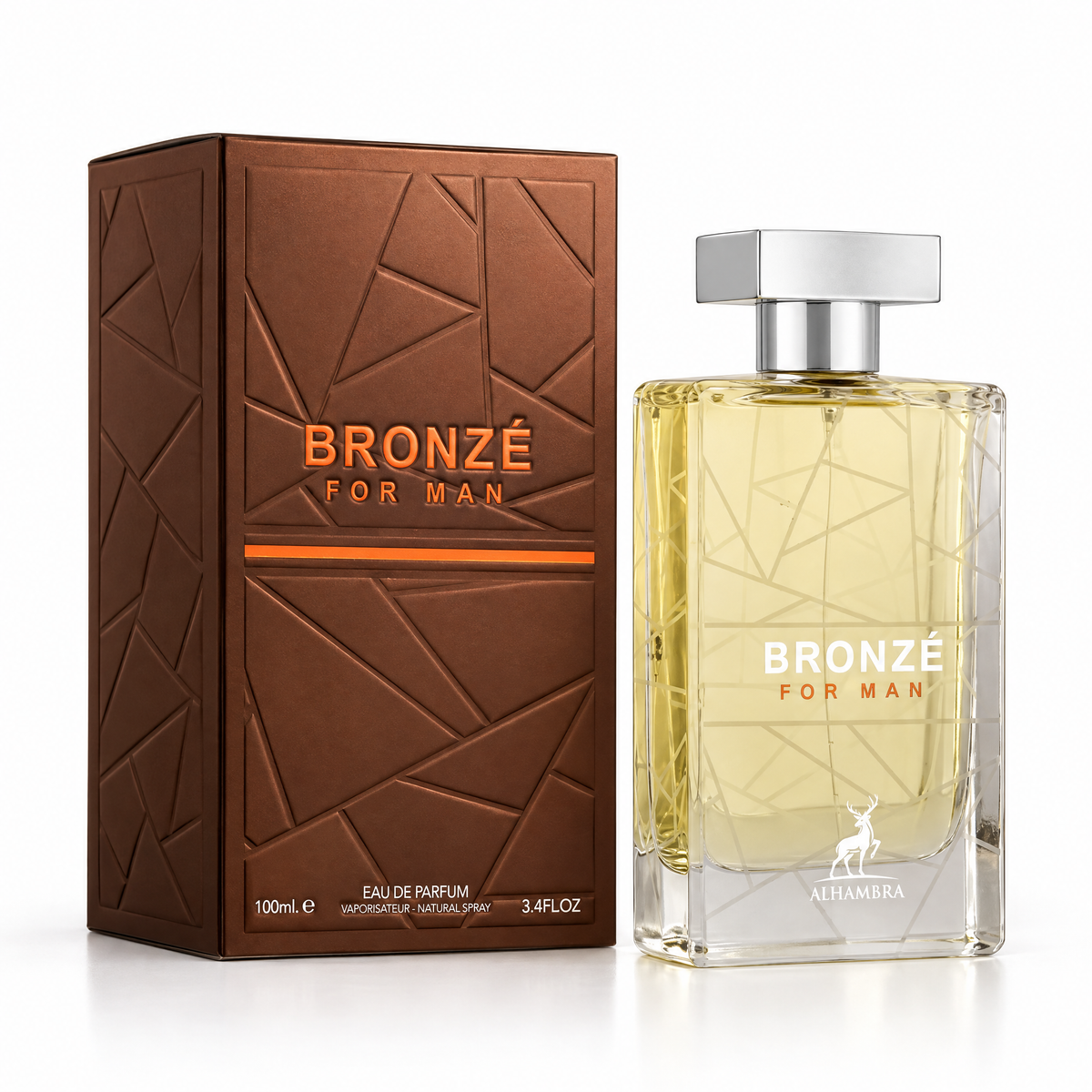 Maison Alhambra Bronze for Man Eau de Parfum 100 ml pentru bărbați, flacon și cutie