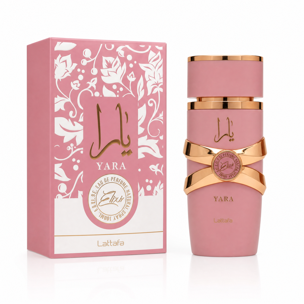 Flacon și cutie Lattafa Yara Elixir Eau de Parfum pentru femei 100 ml