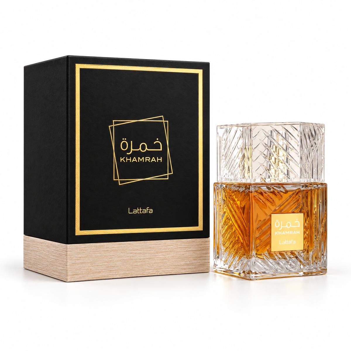Lattafa Khamrah Eau de Parfum 100 ml unisex, flacon și cutie