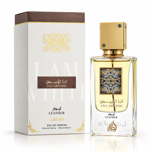 Lattafa Ana Abiyedh Leather Eau de Parfum 60 ml unisex, flacon și cutie