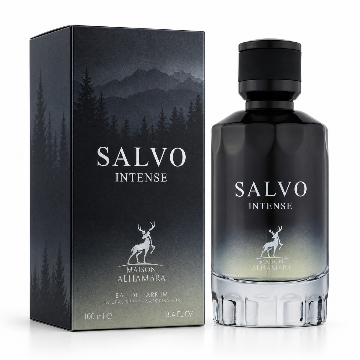 Maison Alhambra Salvo Intense Eau de Parfum 100 ml pentru bărbați, flacon și cutie