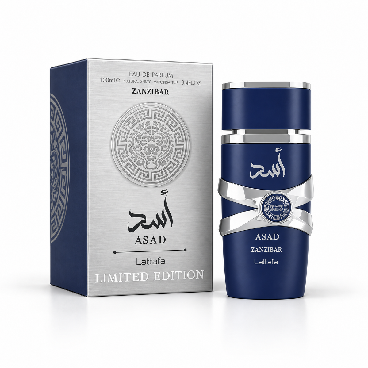 Lattafa Asad Zanzibar Limited Edition Eau de Parfum 100 ml pentru bărbați, flacon și cutie